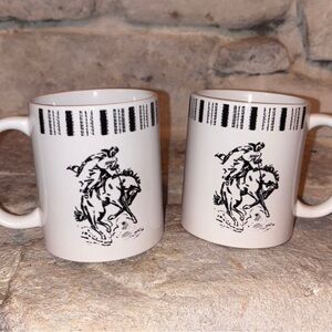 Rodeo Cowboy White Ceramic Mug Set